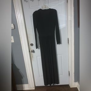 All black evening dress.